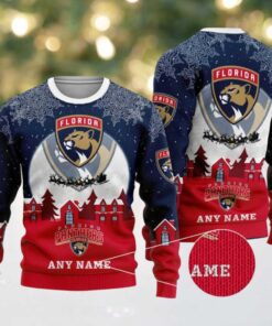 NHL Florida Panthers Personalized Name Christmas Ugly Sweater Design ST2306 NHL Florida Panthers Personalized Name Christmas Ugly Sweater Design ST2306
