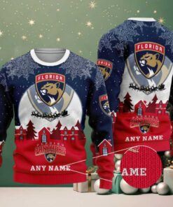 NHL Florida Panthers Personalized Name Christmas Ugly Sweater Design ST2306 NHL Florida Panthers Personalized Name Christmas Ugly Sweater Design ST2306