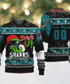 NHL Grinch Drink Up San Jose Sharks Custom Ugly Christmas Sweater