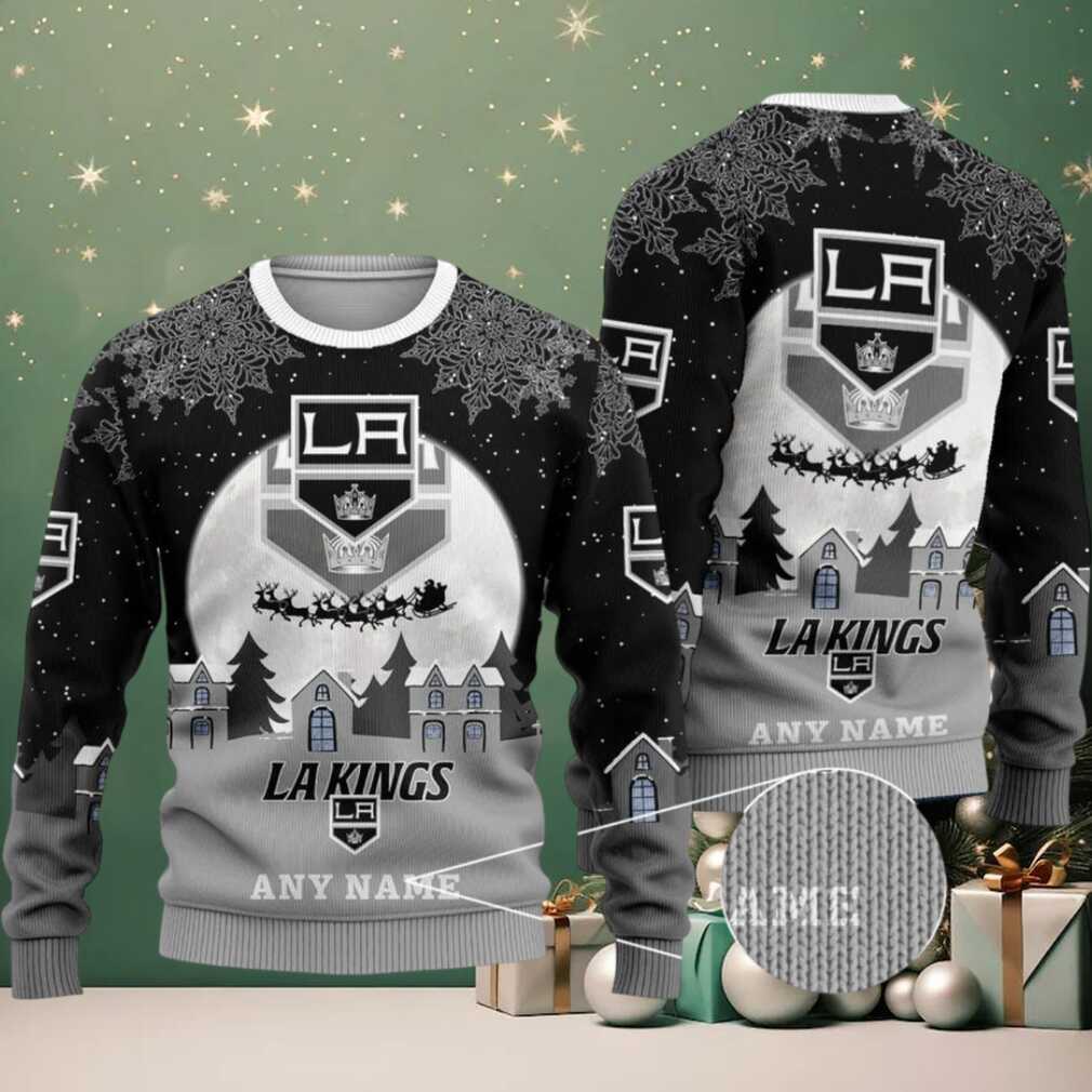 NHL Los Angeles Kings Personalized Name Christmas Ugly Sweater Design ST2306, hoodie, sweater, long sleeve and tank top Los Angeles Kings Ugly Christmas Sweater Detail