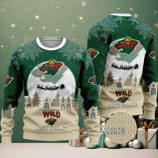 NHL Minnesota Wild Personalized Name Christmas Ugly Sweater Design ST2306