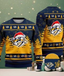 NHL Nashville Predators Personalized Name Christmas Design Ugly Sweater ST2301 NHL Nashville Predators Personalized Name Christmas Design Ugly Sweater ST2301