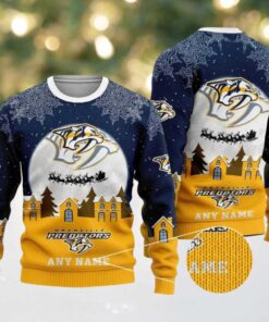 NHL Nashville Predators Personalized Name Christmas Ugly Sweater Design ST2306 NHL Nashville Predators Personalized Name Christmas Ugly Sweater Design ST2306