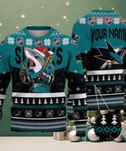 NHL San Jose Sharks Mascot Fiery Skates Ugly Christmas Sweater
