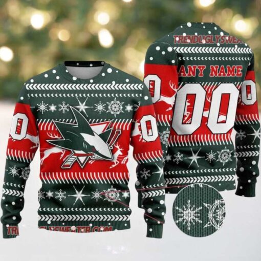 NHL San Jose Sharks Personalized Name & Number Ugly Christmas Sweater