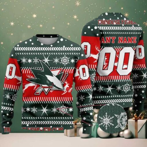 NHL San Jose Sharks Personalized Name & Number Ugly Christmas Sweater