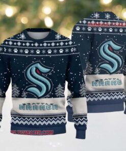 NHL Seattle Kraken Snowy Depths Ugly Christmas Sweater