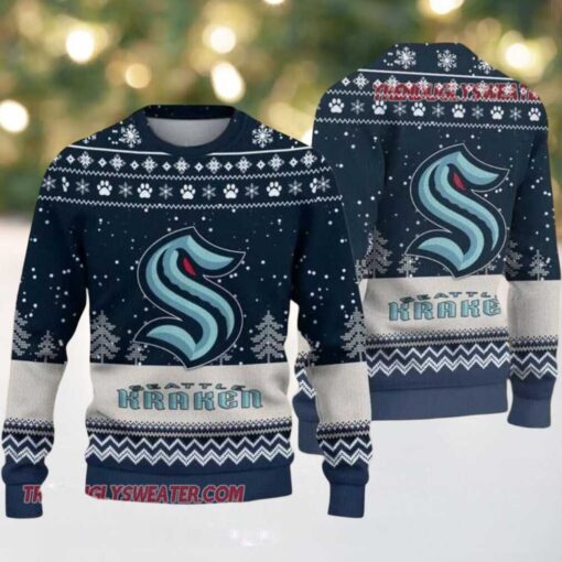 NHL Seattle Kraken Snowy Depths Ugly Christmas Sweater