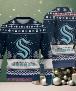 NHL Seattle Kraken Snowy Depths Ugly Christmas Sweater