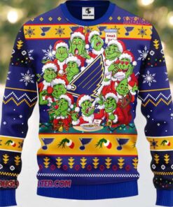 NHL St Louis Blues 12 Grinch Xmas Day Ugly Christmas Sweater