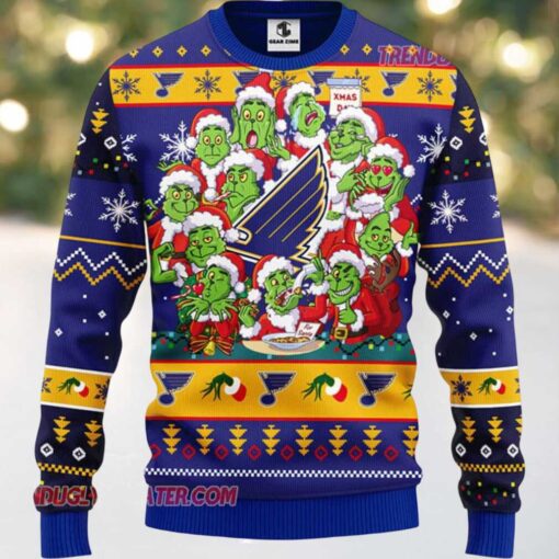 NHL St Louis Blues 12 Grinch Xmas Day Ugly Christmas Sweater