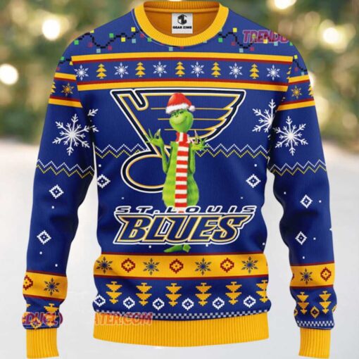 NHL St Louis Blues Funny Grinch Ugly Christmas Sweater