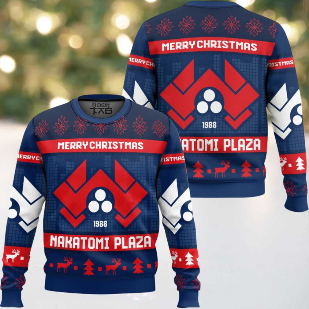 Nakatomi Plaza Die Hard Ugly Christmas Sweater, hoodie, sweater, long sleeve and tank top Nakatomi Plaza Die Hard Ugly Christmas Sweater