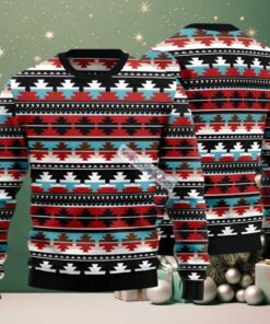 Native American Pattern Ugly Christmas Sweater Red Ladies