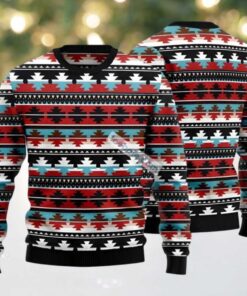 Native American Pattern Ugly Christmas Sweater Red Ladies, hoodie, sweater, long sleeve and tank top Native American Pattern Ugly Christmas Sweater Red Ladies