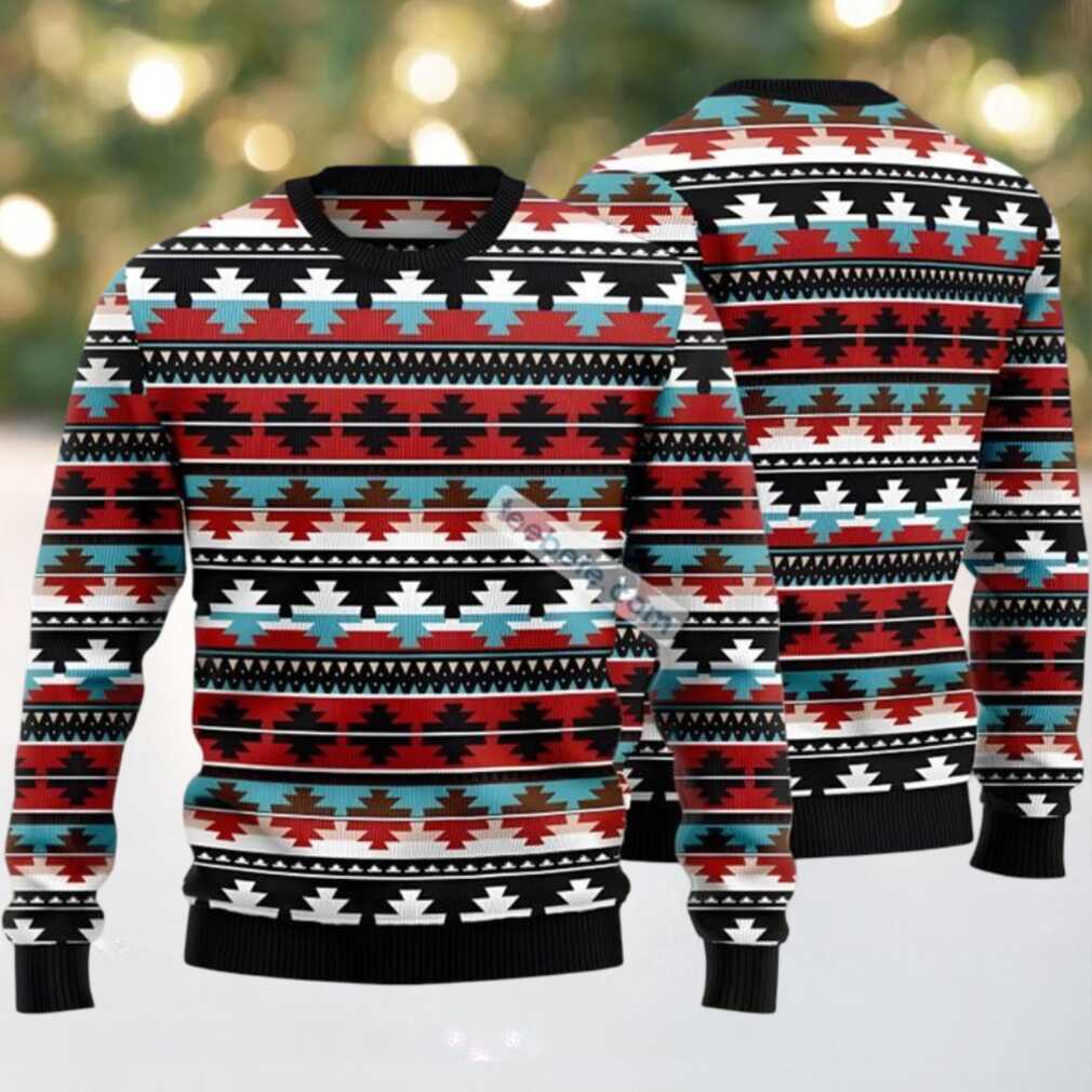 Native American Pattern Ugly Christmas Sweater Red Ladies, hoodie, sweater, long sleeve and tank top Native American Pattern Ugly Christmas Sweater Red Ladies