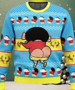 Naughty Shinnosuke Crayon Shin chan Ugly Christmas Sweater