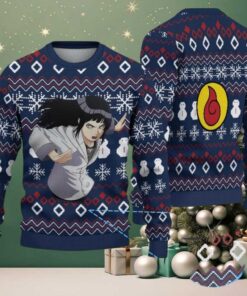 Navy Blue Red White Snowflake Diamond Pattern Naruto Hinata Ugly Christmas Sweater