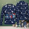 Navy Blue & Red Nordic Pattern “Bad Bunny Superache Collage” Ugly Christmas Sweater