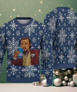 Navy Blue Snowflake Pattern Bud Light Meme Ugly Christmas Sweater