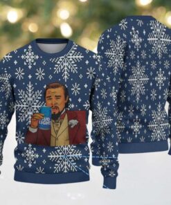 Navy Blue Snowflake Pattern Bud Light Meme Ugly Christmas Sweater