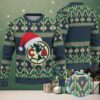 Green Ugly Christmas Sweater with White Snowflake Patterns Featuring Pokémon Snorlax in Santa Hat