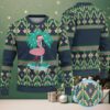 Red Ugly Christmas Sweater with White Snowflake Pattern Featuring Jesus Riding Dinosaur