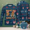 Navy Blue Ugly Christmas Sweater with White Snowflake and Red Diamond Patterns Featuring Pokémon Gengar Haunter Gastly