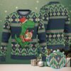 Black Ugly Christmas Sweater with White Snowflake Pattern Featuring Pink Flamingo in Santa Hat