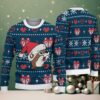 Navy Blue Ugly Christmas Sweater with Red Heart and White Snowflake Pattern Featuring Nurse Gingerbread