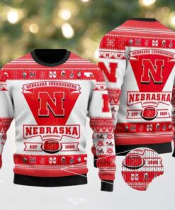 Nebraska Cornhuskers Football Team Logo Custom NCAA Ugly Christmas Sweater