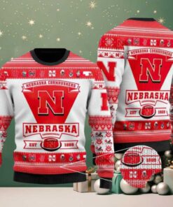 Nebraska Cornhuskers Football Team Logo Custom NCAA Ugly Christmas Sweater
