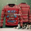 Lets Get Blitzened Slouchy Ugly Christmas Sweater Red Blue Ugliest