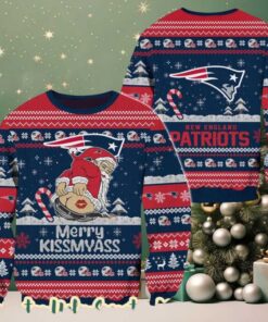 New England Patriots x Santa Claus Merrykissmyass Funny 2025 Knitted Personalized Ugly Christmas Sweater Gift