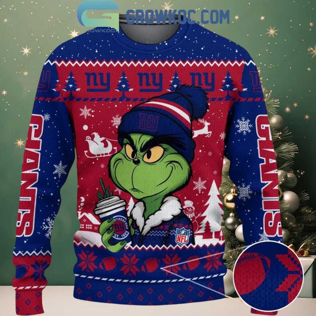 New York Giants Grinch Stolen Christmas 2025 Grinchmas Ugly Sweater, hoodie, sweater, long sleeve and tank top New York Giants Grinch Stolen Christmas 2025 Grinchmas Ugly Sweater - Front View