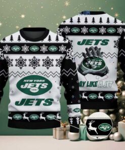 New York Jets Play Like A Jet Christmas Ugly Sweater New York Jets Play Like A Jet Christmas Ugly Sweater