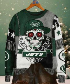 New York Jets Skull Halloween Ugly Sweater
