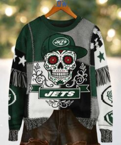New York Jets Skull Halloween Ugly Sweater
