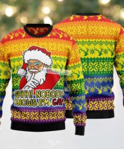 Nobody Knows Im Gay Ugly Christmas Sweater Lgbt Mens