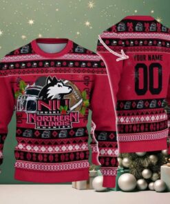 Northern Illinois Huskies Logo Football NCAA Ugly Christmas Sweater