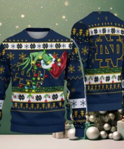 Notre Dame Fighting Irish Merry Christmas Grinch Hand NCAA Ugly Christmas Sweater