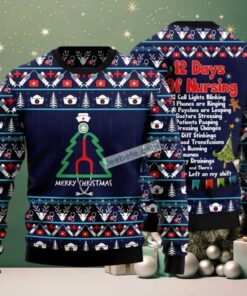 Nurse Christmas Tree Symbol Ugly Sweater Blue Mens Nurse Christmas Tree Symbol Ugly Sweater Blue Mens