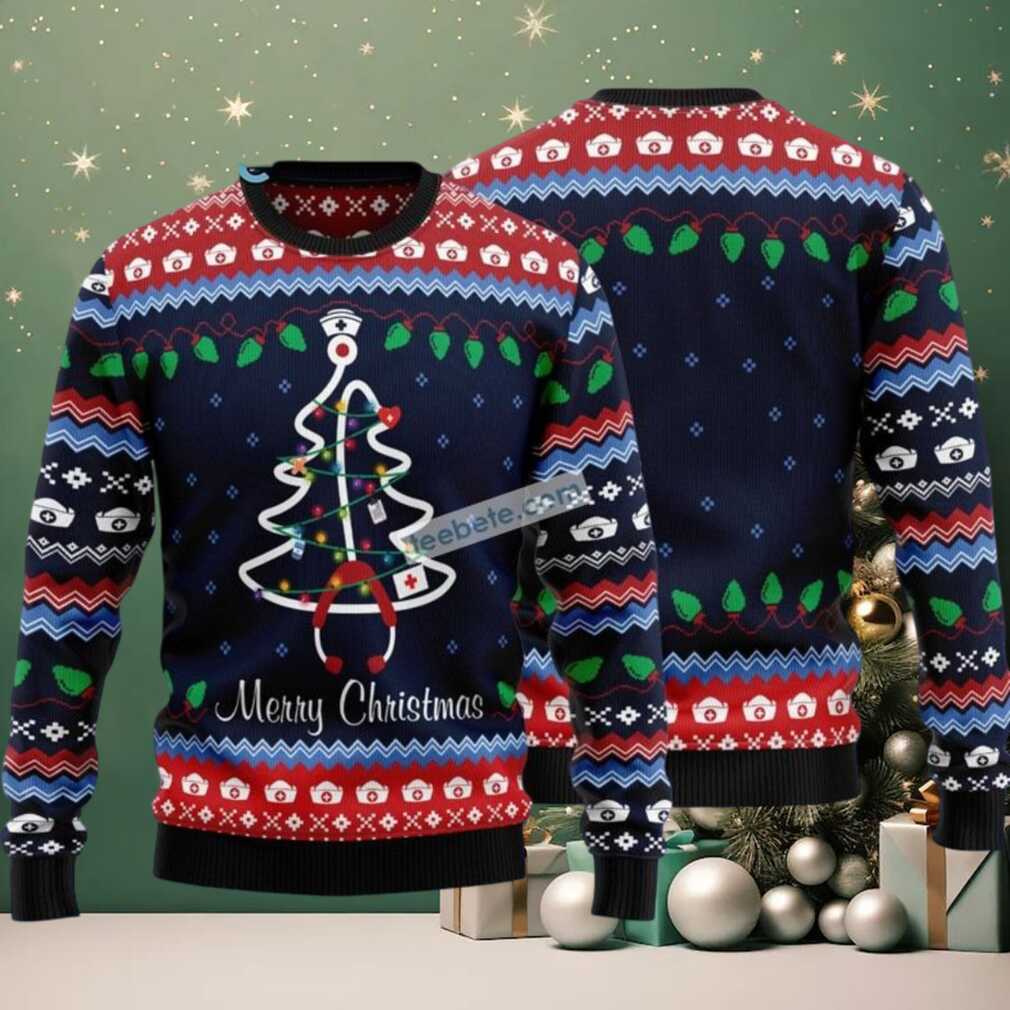 Nurse Medical Stethoscope Xmas Tree Ugly Christmas Sweater Naughty Nurse Medical Stethoscope Xmas Tree Ugly Christmas Sweater Naughty