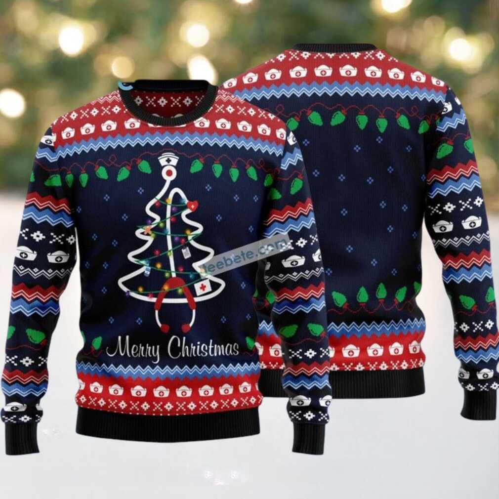 Nurse Medical Stethoscope Xmas Tree Ugly Christmas Sweater Naughty Nurse Medical Stethoscope Xmas Tree Ugly Christmas Sweater Naughty