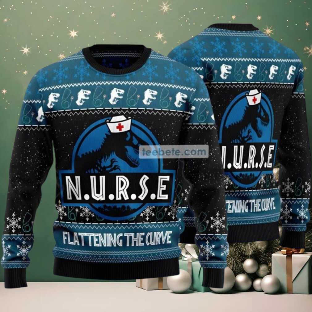 Nurse T Rex Ugly Christmas Sweater Blue Matching Nurse T Rex Ugly Christmas Sweater Blue Matching