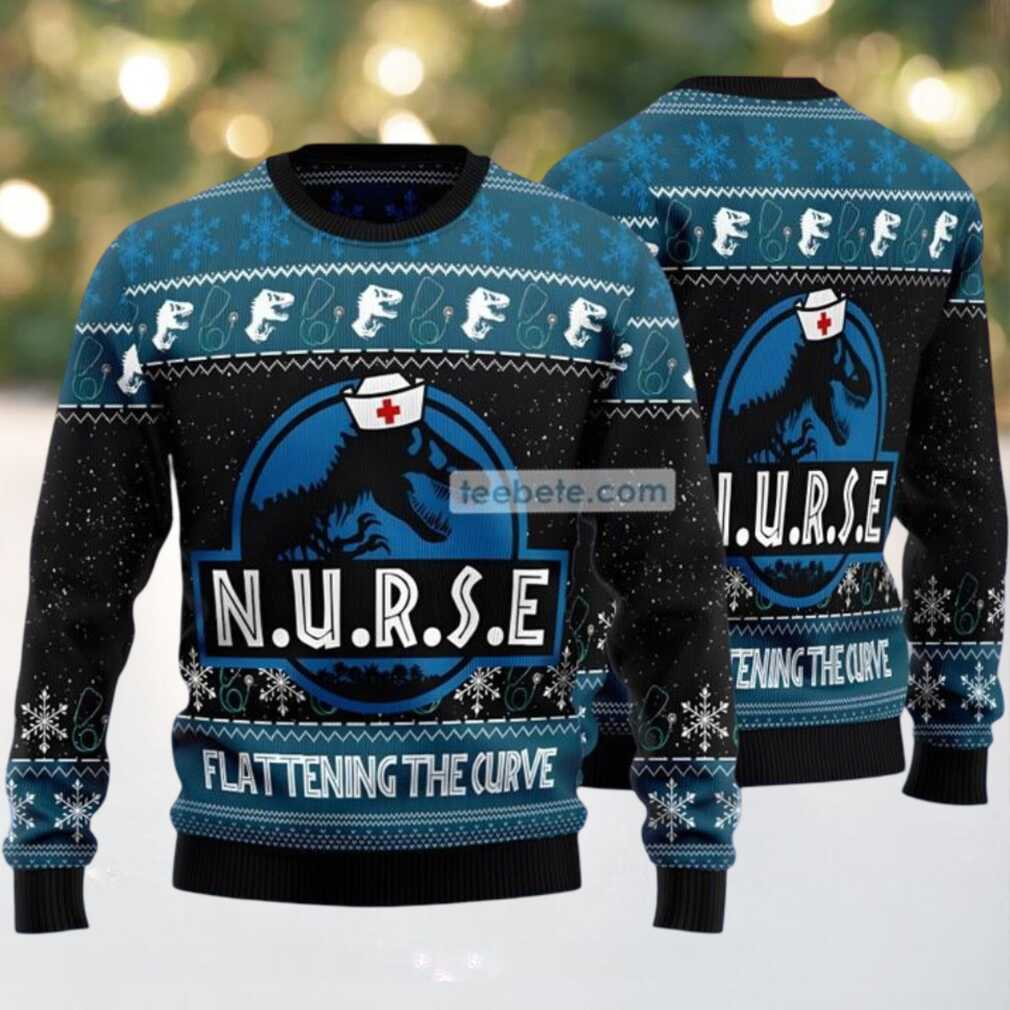 Nurse T Rex Ugly Christmas Sweater Blue Matching Nurse T Rex Ugly Christmas Sweater Blue Matching