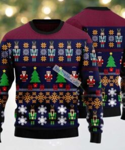 Nutcracker And Xmas Tree Ugly Christmas Sweater Naughty