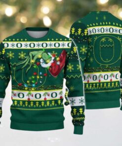 Oregon Ducks Merry Christmas Grinch Hand NCAA Ugly Christmas Sweater