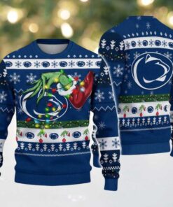 Penn State Nittany Lions Merry Christmas Grinch Hand NCAA Ugly Christmas Sweater