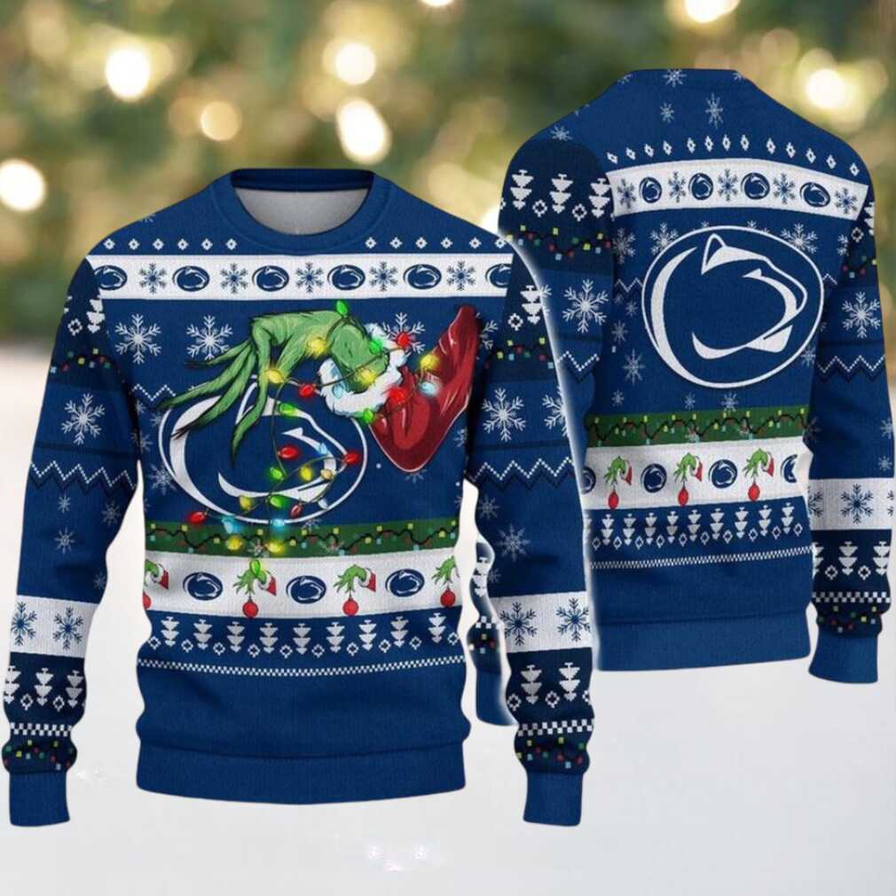 Penn State Nittany Lions Merry Christmas Grinch Hand NCAA Ugly Christmas Sweater Penn State Nittany Lions Merry Christmas Grinch Hand NCAA Ugly Christmas Sweater